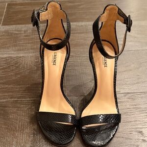 L'AGENCE Black Snakeskin Heeled Sandals